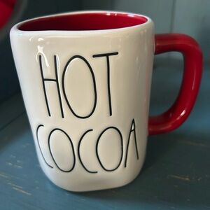 Rae Dunn White Mug with Red Handle - “Hot Cocoa” 2022 | 16 Oz.